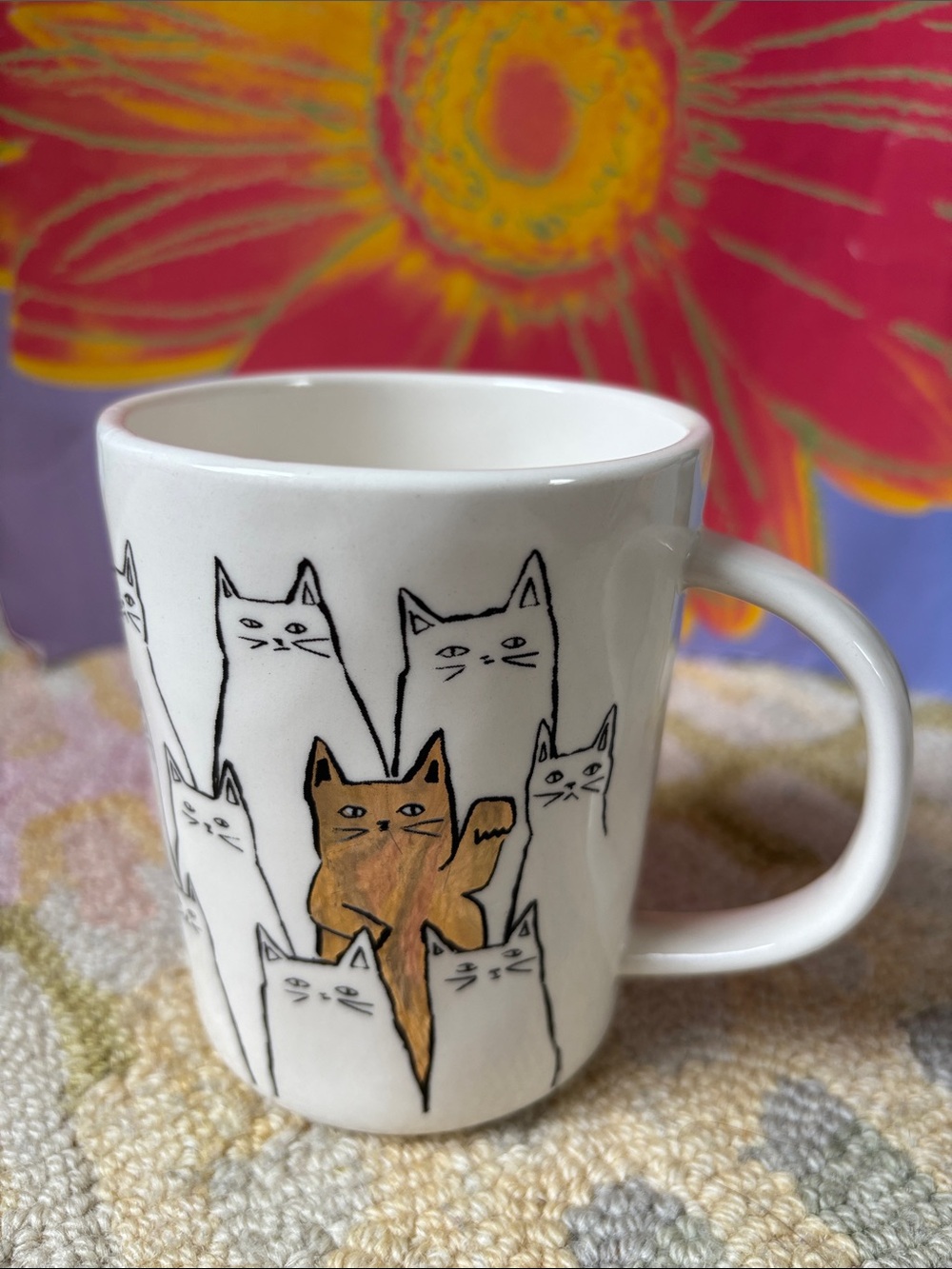 Vintage Anthropologie Good Luck Gold Cat MUG Lucky Maneki-Neko Cat EUC care tag
